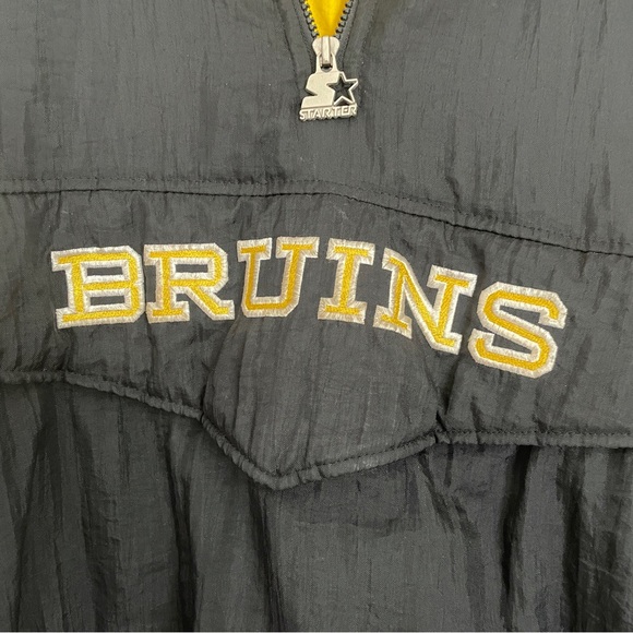 Vintage 1990s Starter Jacket Providence Bruins Pullover Large Black Yellow AHL - Picture 4 of 13